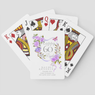 Purple Rose Ribbon 60th Birthday Poker Cards