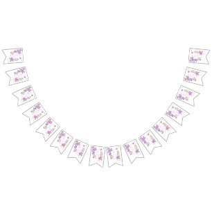Purple Rose Ribbon Monogram  Bunting Flags