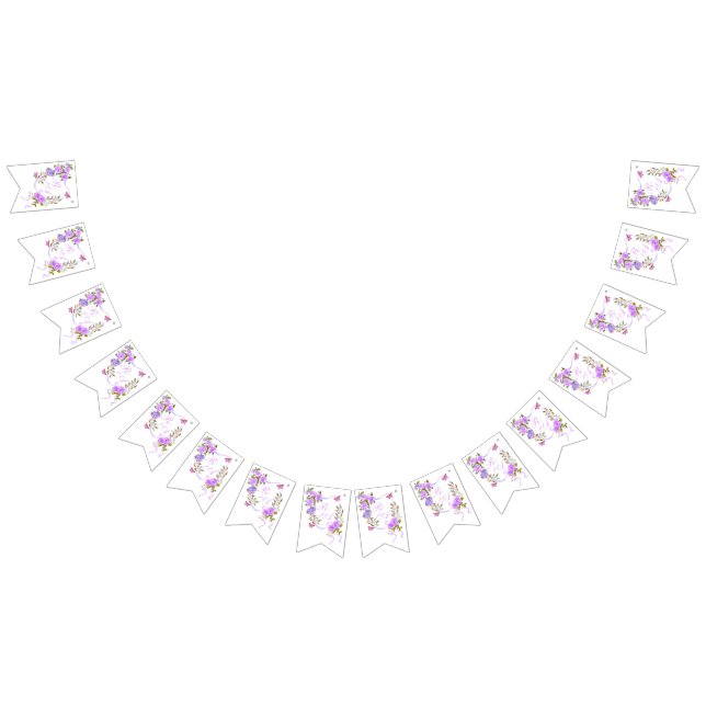Purple Rose Ribbon Monogram  Bunting Flags (All)
