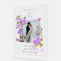 Purple Rose Ribbon Monogram Photo Wedding Acrylic Sign Zazzle Purple Rose Ribbon Monogram Photo Wedding Acrylic Sign Zazzle