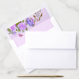 Purple Rose Ribbon Monogram Wedding Envelope Liner