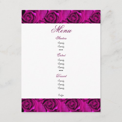 Purple rose roses elegant menu