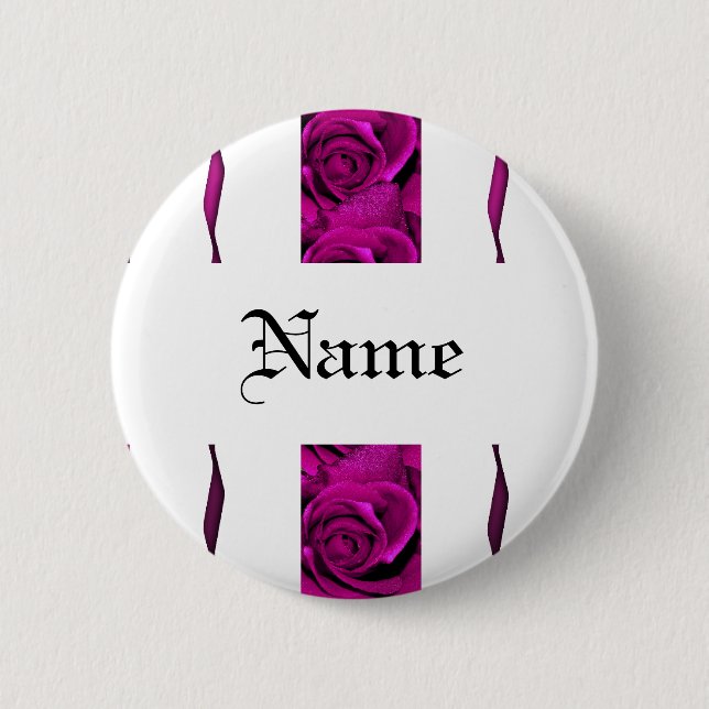 Purple rose roses elegant pinback button (Front)