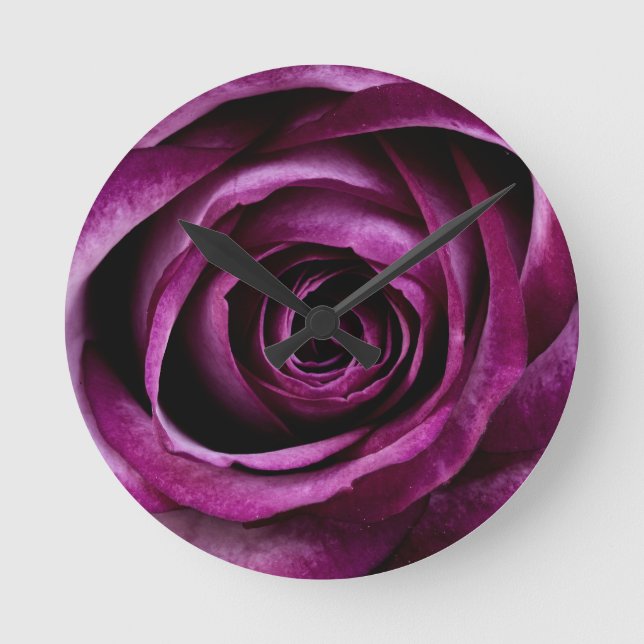 Purple Rose Round Clock (Front)