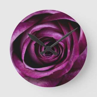 Purple Rose Round Clock