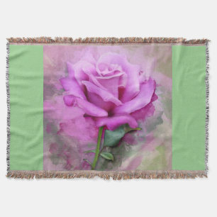 Purple rose/sage throw. throw blanket