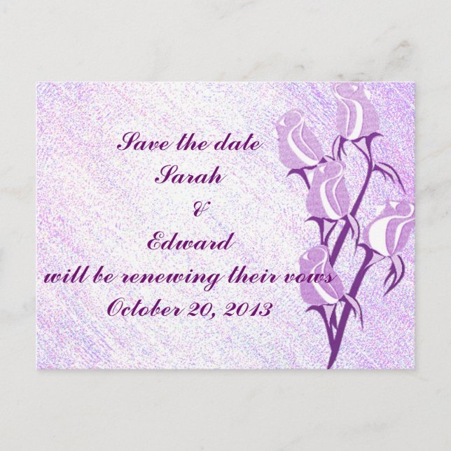 Purple Rose Save the Date Postcard (Front)