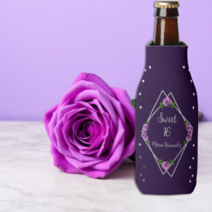 Purple Rose Silver Geometric Sweet 16 Bottle Cooler