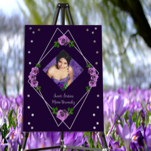 Purple Rose Silver Geometric Sweet 16 Foam Board