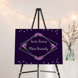 Purple Rose Silver Geometric Sweet 16 Foam Board