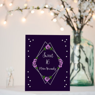 Purple Rose Silver Geometric Sweet 16 Foam Board