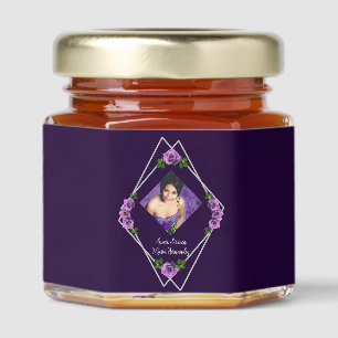 Purple Rose Silver Geometric Sweet 16 Honey Jar Favors