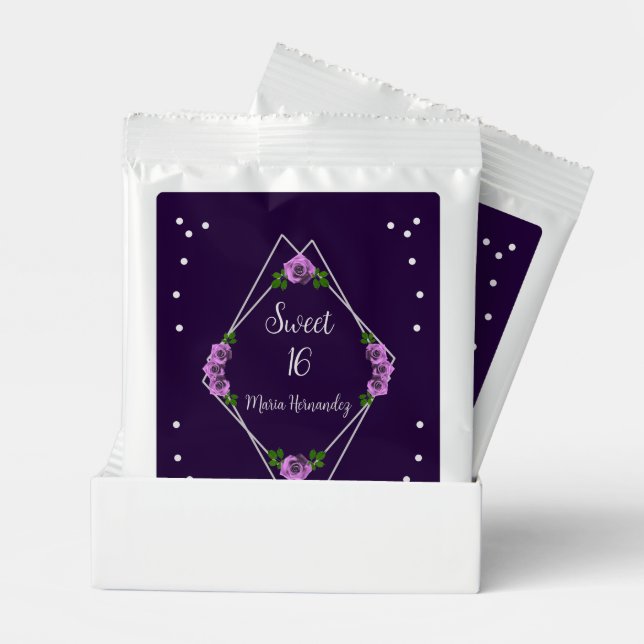 Purple Rose Silver Geometric Sweet 16 Lemonade Drink Mix (Pair)