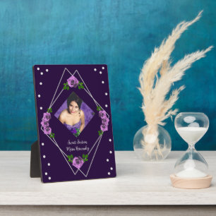 Purple Rose Silver Geometric Sweet 16 Plaque