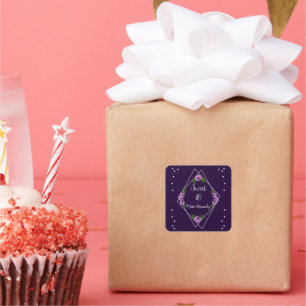 Purple Rose Silver Geometric Sweet 16 Square Sticker