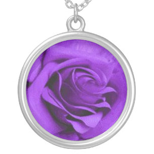 Purple Rose Silver Plated Necklace