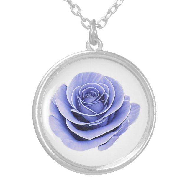 Purple Rose Silver Plated Necklace (Front)