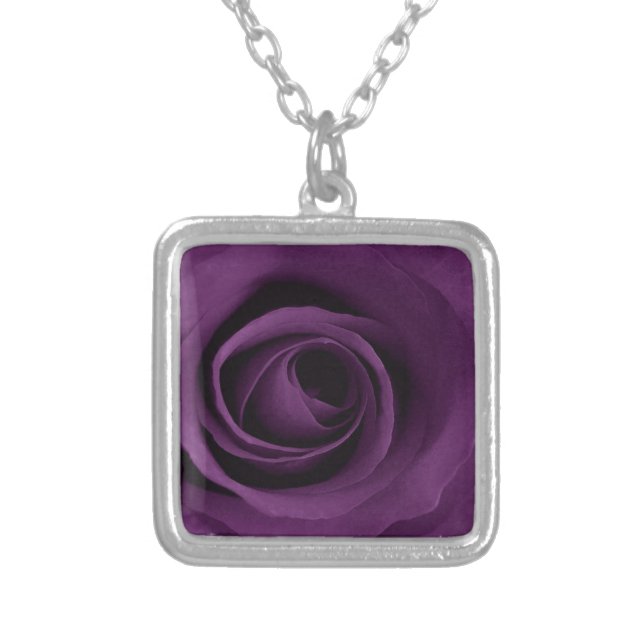 Purple Rose Silver Plated Necklace (Front)