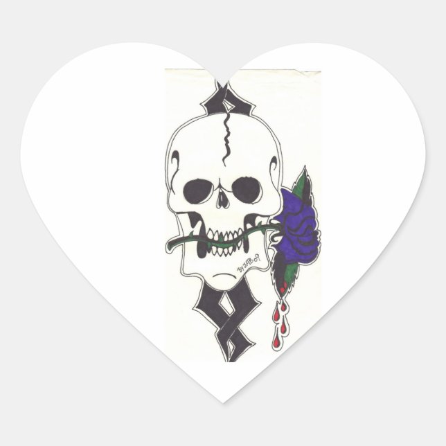 Purple Rose Skull Sticker (Front)