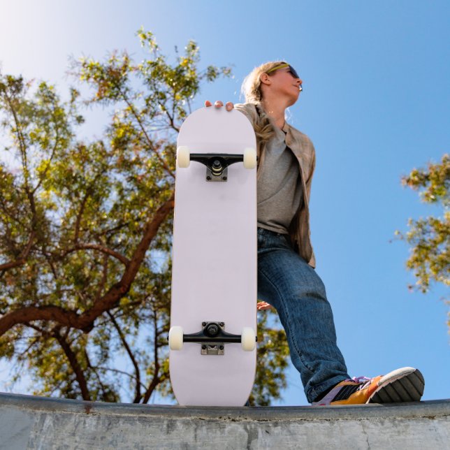 Purple Rose Soft Pale White Pastel Solid Color Skateboard (Outdoor 1)