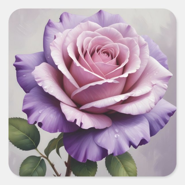 Purple rose square sticker (Front)