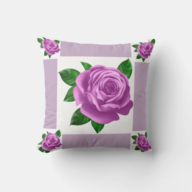 Purple rose throw pillow (Front)