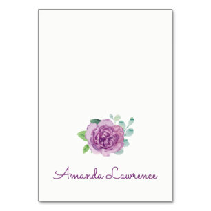 Purple Rose Watercolor Personalized Place Cards