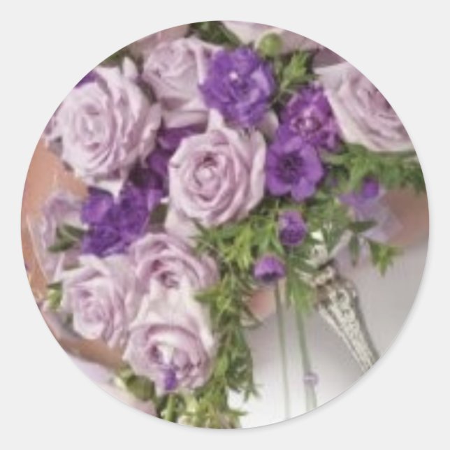 Purple Rose Wedding Bouquet Envelope Seal Stickers (Front)