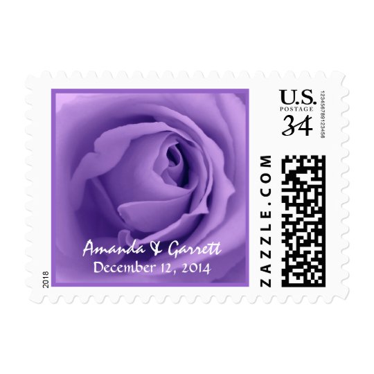 Purple Rose Wedding Bride and Groom V3 Postage