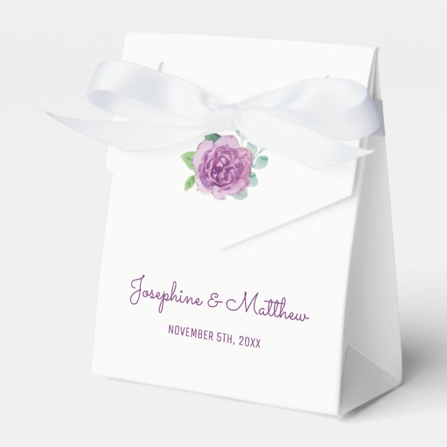 Purple Rose Wedding Favor Boxes (Front Side)