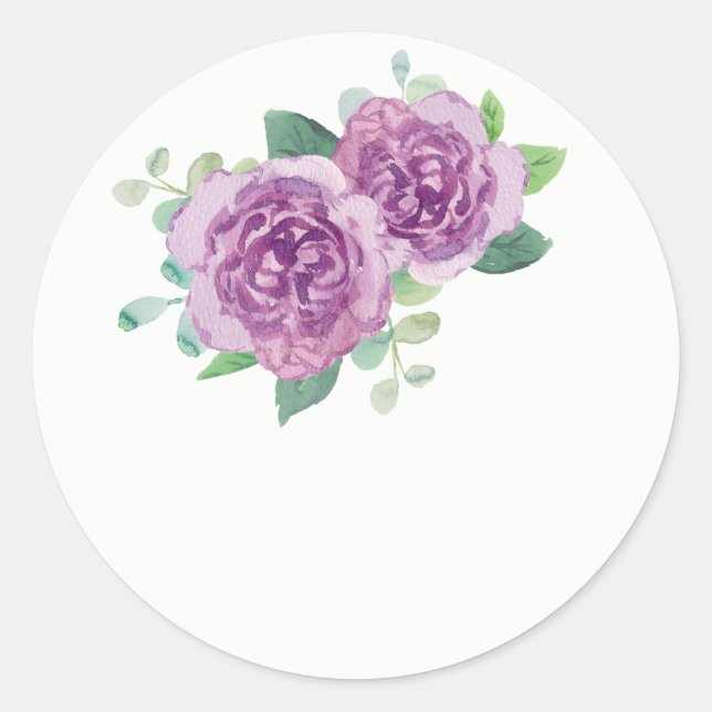 Purple Rose Wedding Favor Stickers (Front)