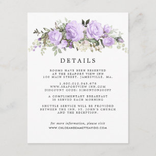 Purple Rose Wedding Guest Details Enclosure Card
