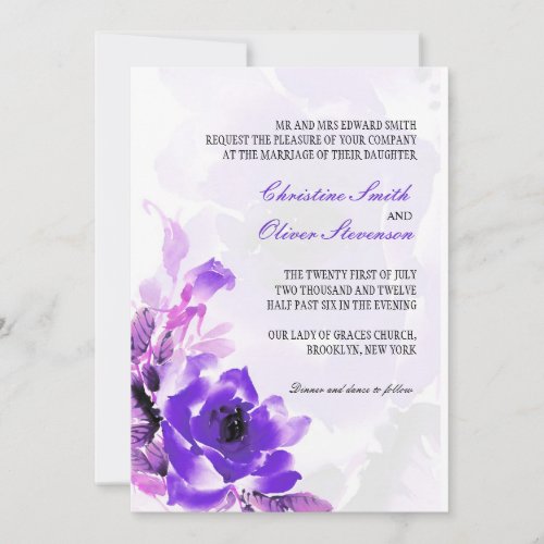 Purple Rose Wedding Invitation