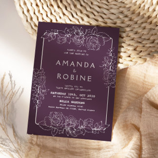 Purple Rose Wedding Invitation