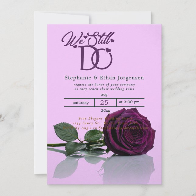 Purple Rose Wedding Invitation Vow Renewal (Front)