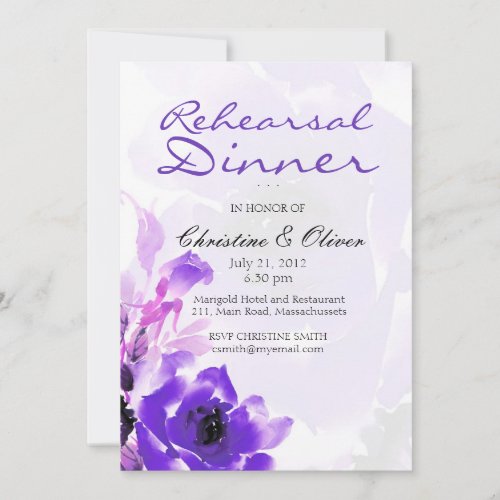 Purple Rose Wedding Rehearsal Dinner Card Custom Announcement
