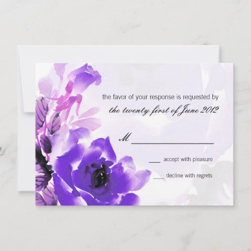 Purple Rose Wedding RSVP Response Card Personalized Announcements