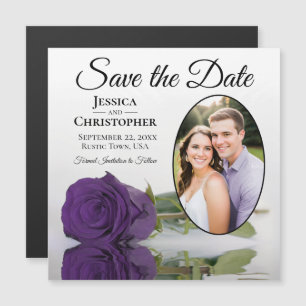 Purple Rose Wedding Save The Date Photo Magnet