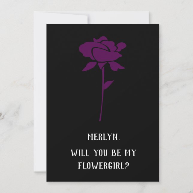 Purple Rose Will You Be My Flowergirl Wedding Invitation (Front)