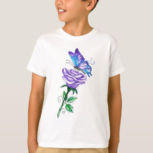 Purple Rose with Butterfly T-Shirt