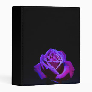 Purple Rose With Water Drops on Black Background Mini Binder