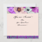 PURPLE  ROSES AND ANEMONE FLOWERS BRIDAL SHOWER INVITATION (Back)