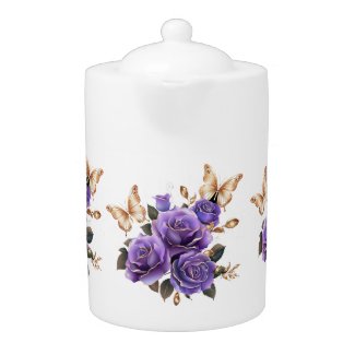 Purple Roses And Golden Butterflies