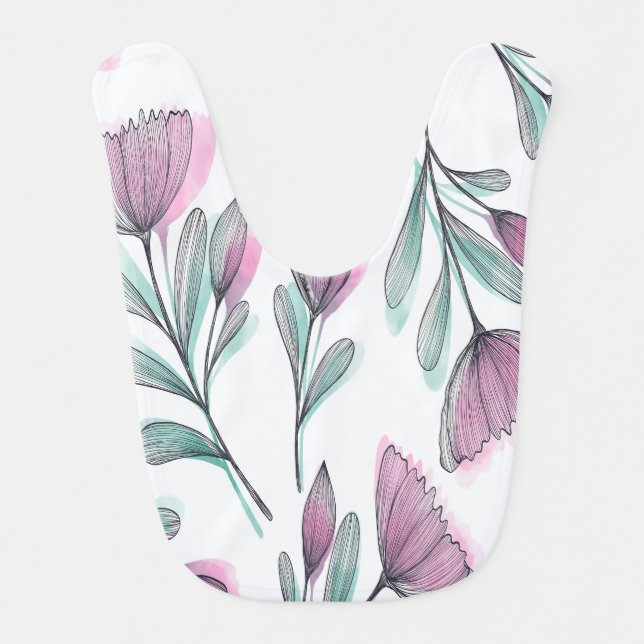 Purple roses baby bib (Front)