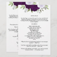 Purple Roses Bi-Fold Wedding Program Extra Page