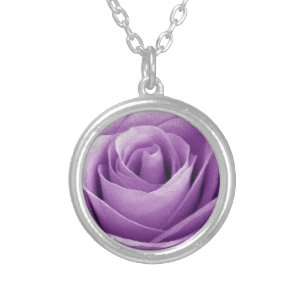Purple Roses Bouquet Gift Item for Her Silver Plated Necklace