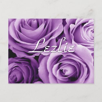 Purple Roses Bouquet Gift Item For Her V2 Postcard by JaclinArt at Zazzle