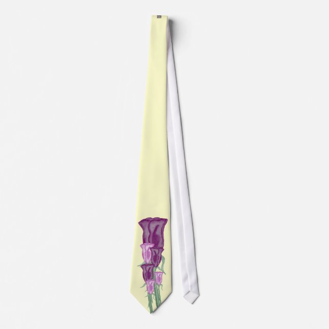 Purple Roses Bouquet Neck Tie (Front)