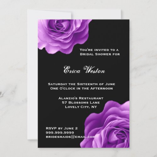 Purple Roses Bridal Shower Personalized Invites