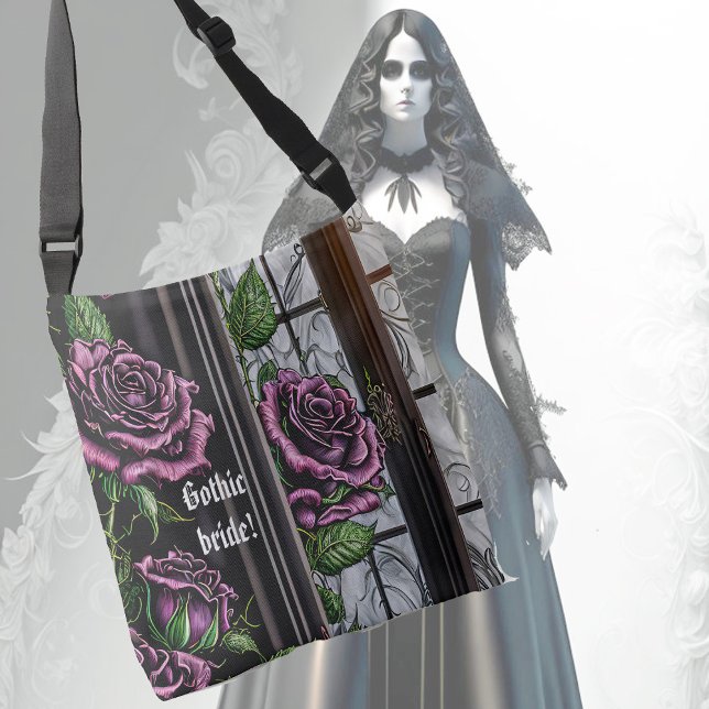 Purple roses by the window - gothic style crossbody bag (Creator Uploaded)